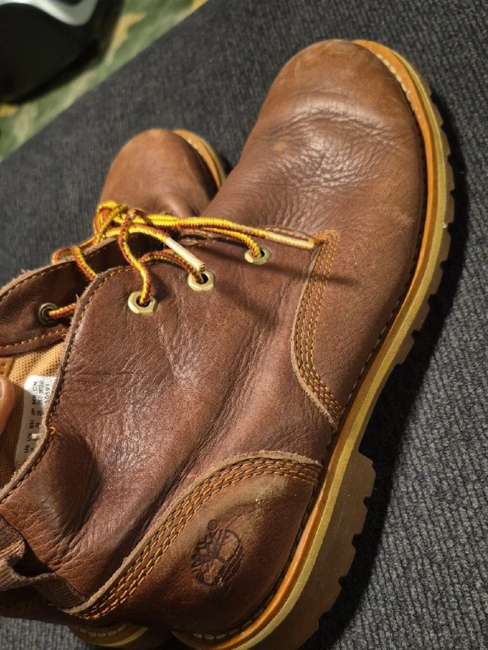Timberland Brown Leather Chukka Boots with Yellow Accent Laces